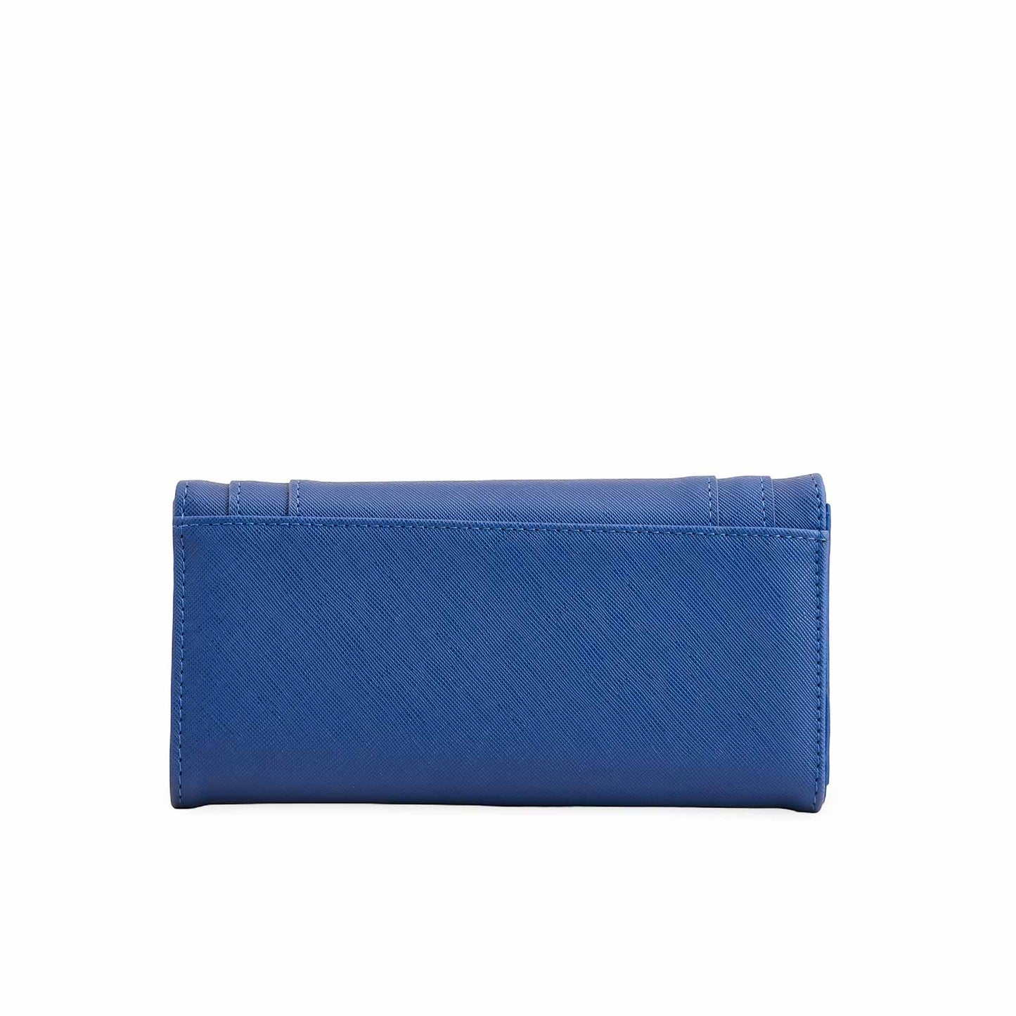 Blue PU Leather Women Tri Fold Wallet