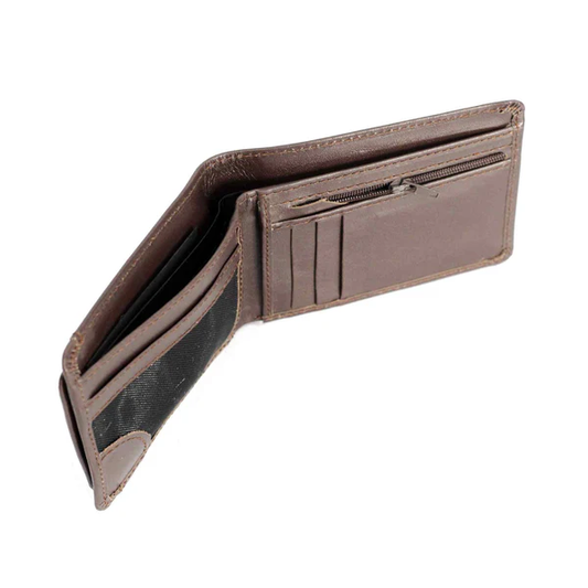 Men Dark Brown PU Leather Bifold Wallet