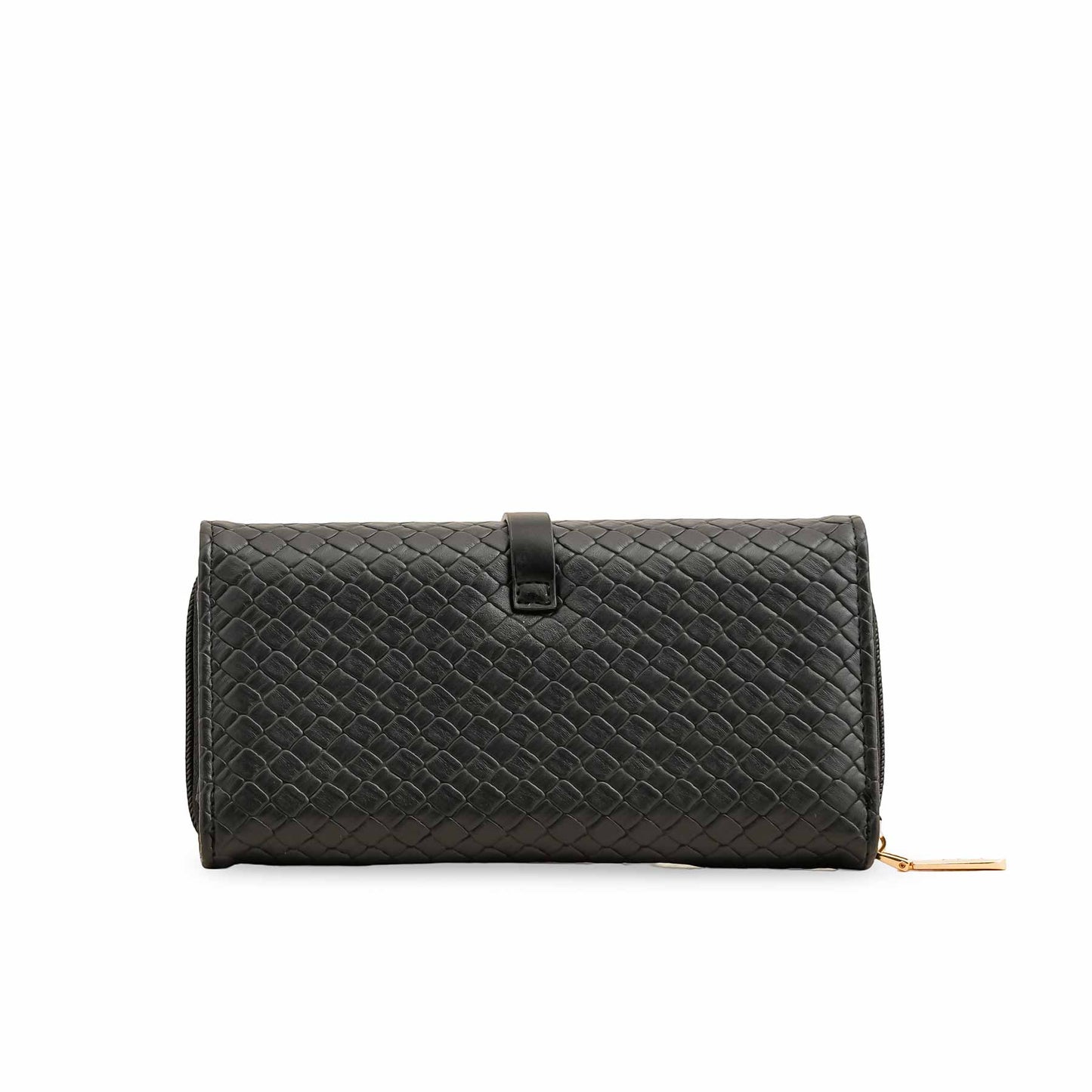 Black Woven PU Leather Women Wallet