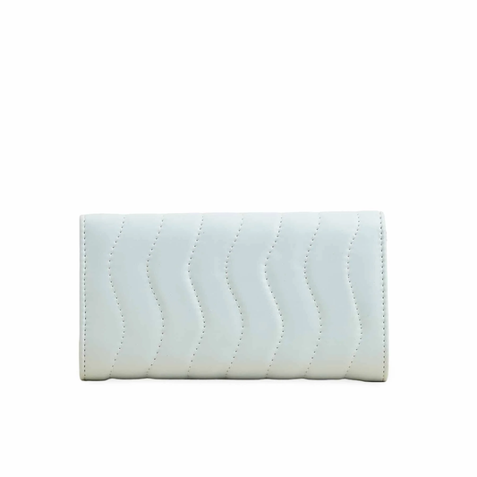 Women Sky Blue PU Leather Quilted Tri Fold Wallet