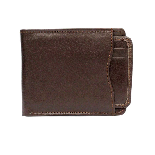 Men Dark Brown PU Leather Bifold Wallet