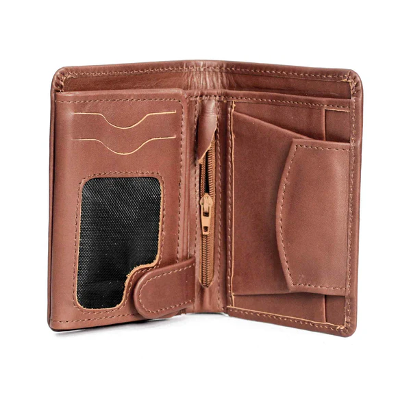 Men Brown PU Leather Bifold Wallet