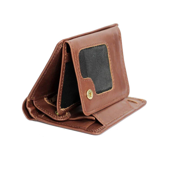 Men Brown PU Leather Bifold Wallet